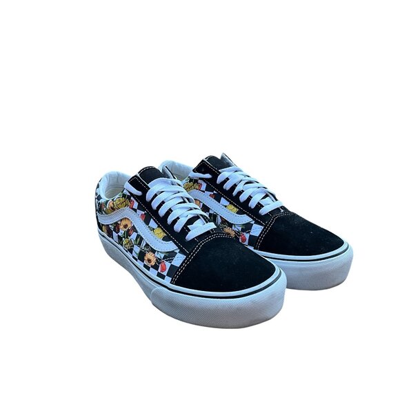 🌸 Vans Old Skool Checker Floral Sneakers Men's 8 Black Blue Multi - Picture 1 of 4
